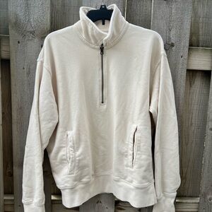 Men's American Eagle Cream Half-Zip Sweatshirt Size Small